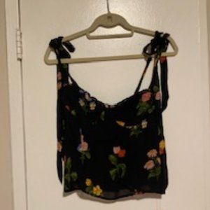 Black Floral Reformation Tank Top size 8